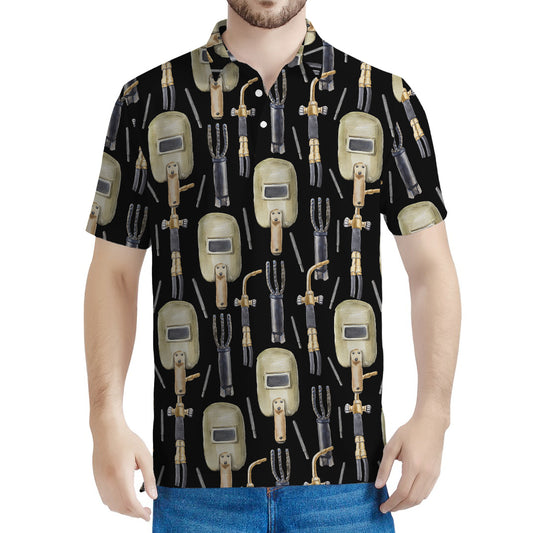 Welding Mask Pattern Print Men's Polo Shirt