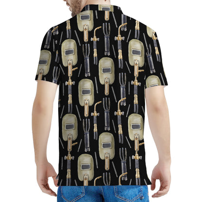 Welding Mask Pattern Print Men's Polo Shirt