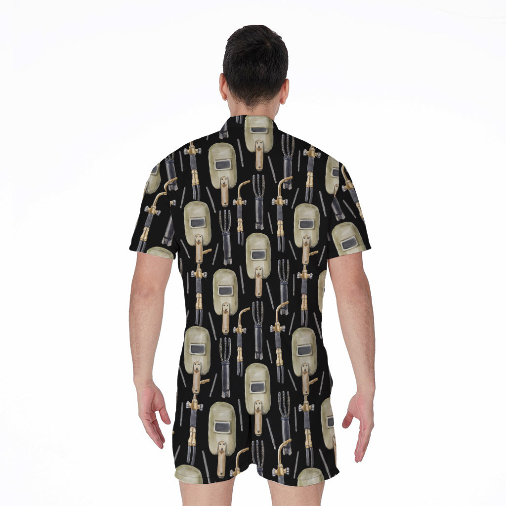 Welding Mask Pattern Print Men's Rompers