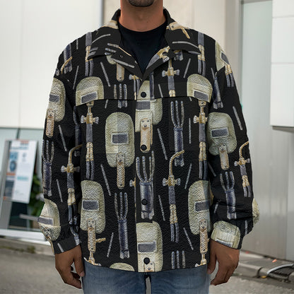 Welding Mask Pattern Print Men's Shirt Jacket