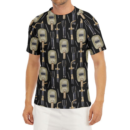 Welding Mask Pattern Print Men's Short Sleeve Rash Guard