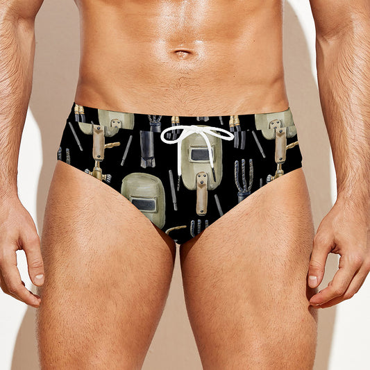 Welding Mask Pattern Print Men's Swim Briefs