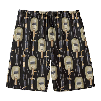 Welding Mask Pattern Print Men's Swim Trunks