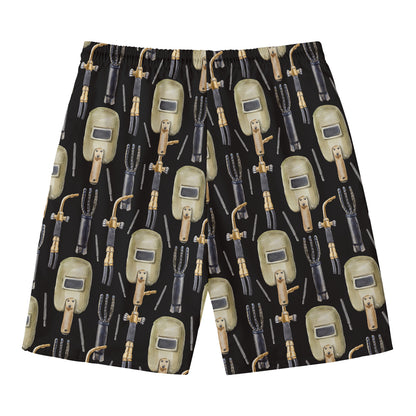Welding Mask Pattern Print Men's Swim Trunks