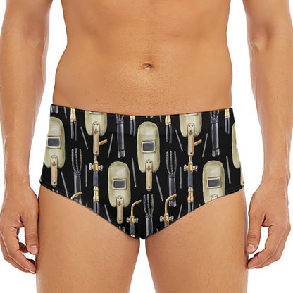 Welding Mask Pattern Print Men's Triangle Swim Briefs