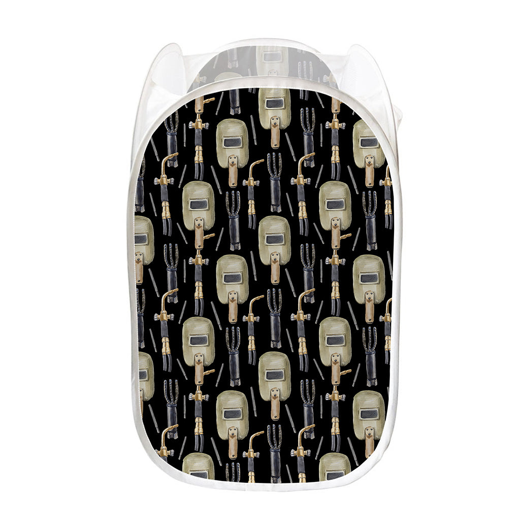 Welding Mask Pattern Print Mesh Laundry Hamper