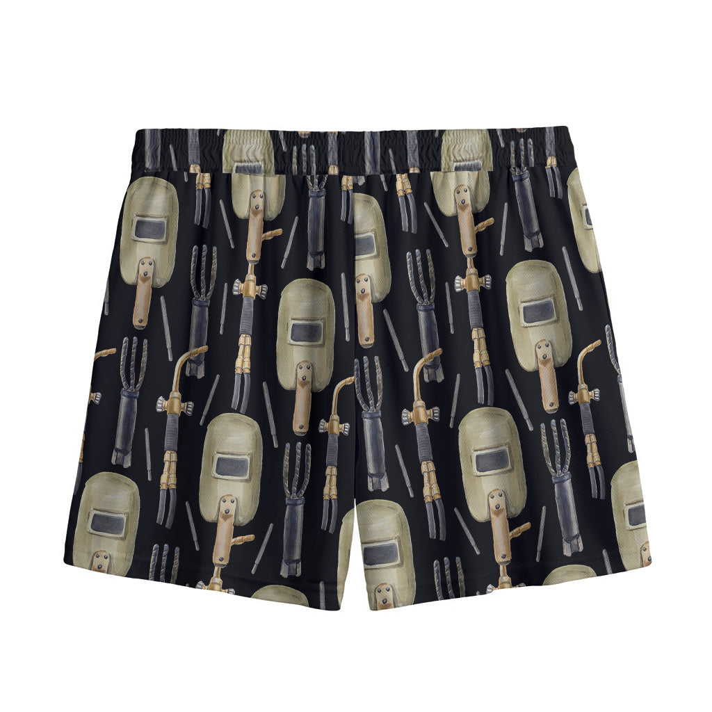 Welding Mask Pattern Print Mesh Shorts