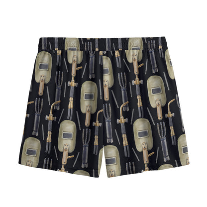 Welding Mask Pattern Print Mesh Shorts