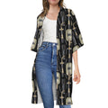 Welding Mask Pattern Print Open Front Beach Cover Up