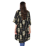 Welding Mask Pattern Print Open Front Beach Cover Up