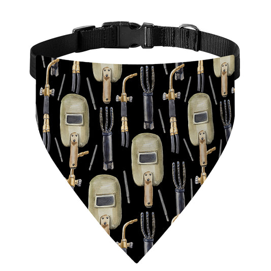Welding Mask Pattern Print Over The Collar Dog Bandana