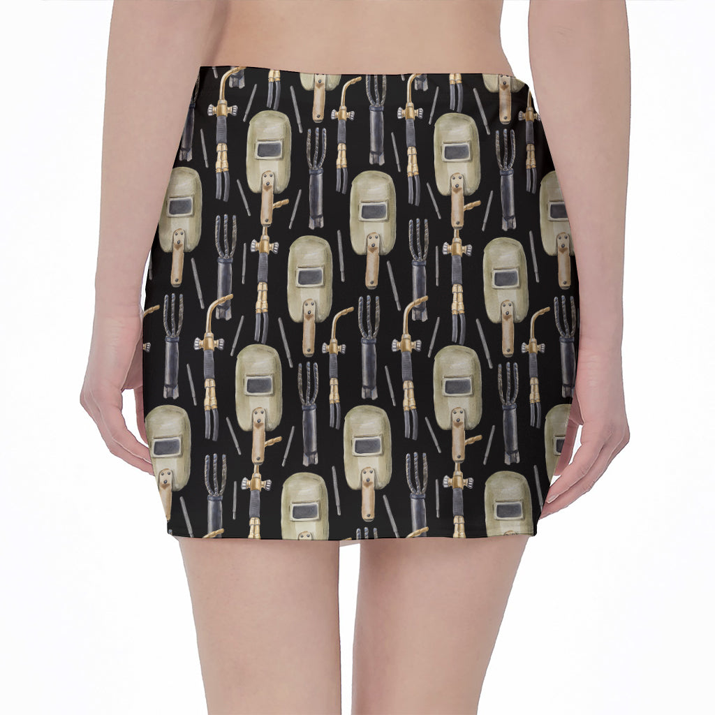 Welding Mask Pattern Print Pencil Mini Skirt
