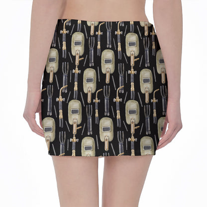 Welding Mask Pattern Print Pencil Mini Skirt