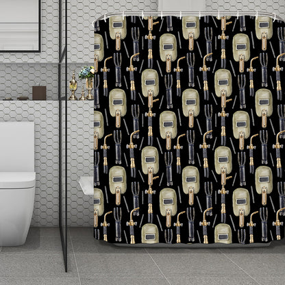 Welding Mask Pattern Print Polyester Shower Curtain
