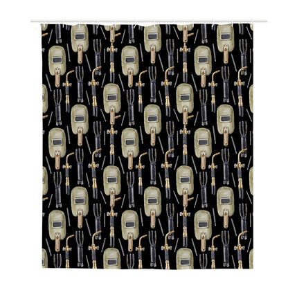 Welding Mask Pattern Print Polyester Shower Curtain