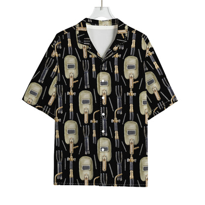 Welding Mask Pattern Print Rayon Hawaiian Shirt
