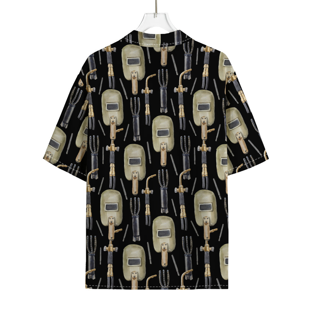Welding Mask Pattern Print Rayon Hawaiian Shirt