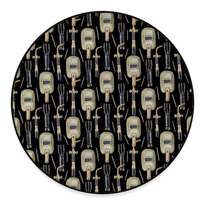 Welding Mask Pattern Print Round Floor Mat