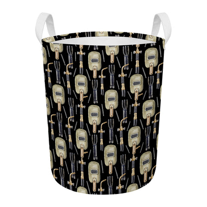 Welding Mask Pattern Print Round Laundry Basket