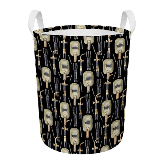 Welding Mask Pattern Print Round Laundry Basket