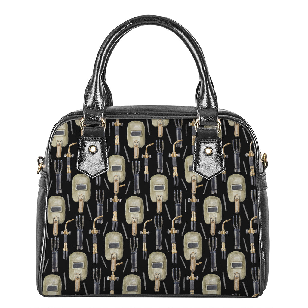 Welding Mask Pattern Print Shoulder Handbag