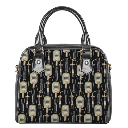 Welding Mask Pattern Print Shoulder Handbag