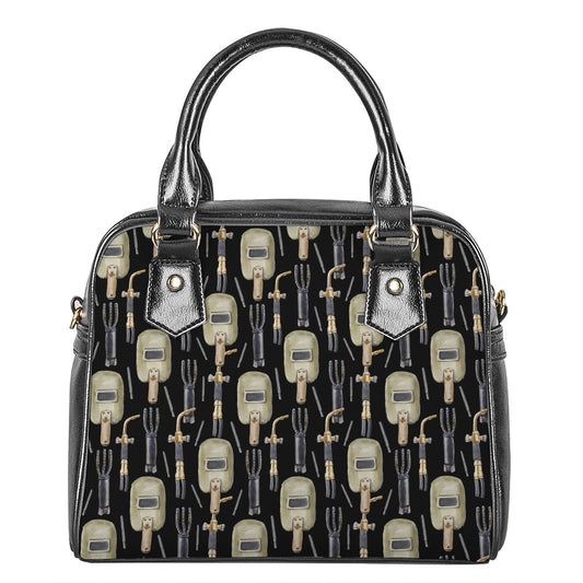 Welding Mask Pattern Print Shoulder Handbag