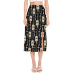 Welding Mask Pattern Print Side Slit Midi Skirt