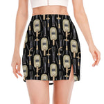 Welding Mask Pattern Print Side Slit Mini Skirt