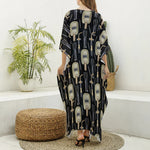 Welding Mask Pattern Print Silk V-Neck Kaftan Dress