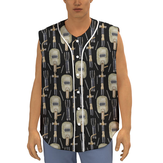 Welding Mask Pattern Print Sleeveless Baseball Jersey