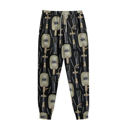 Welding Mask Pattern Print Sweatpants
