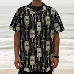 Welding Mask Pattern Print Textured Short Sleeve Shirt