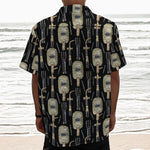 Welding Mask Pattern Print Textured Short Sleeve Shirt