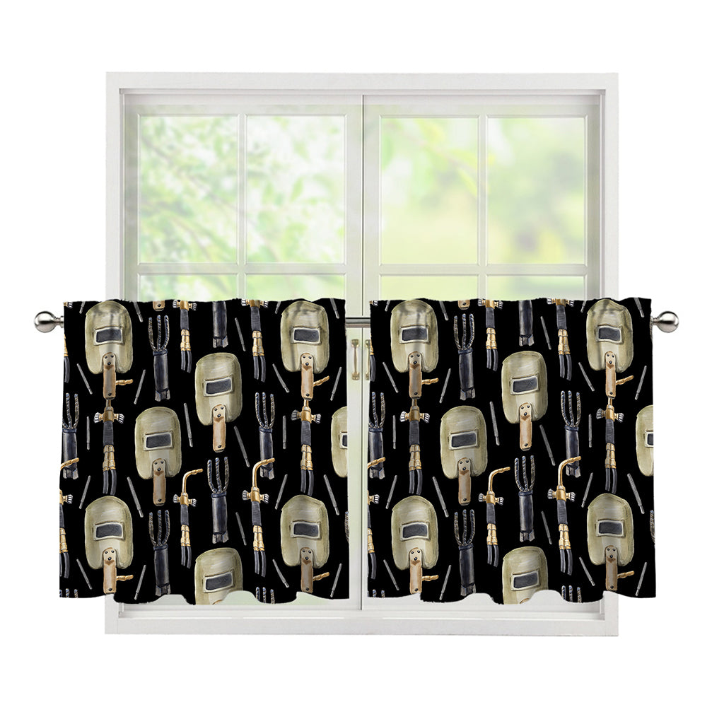 Welding Mask Pattern Print Tier Curtains