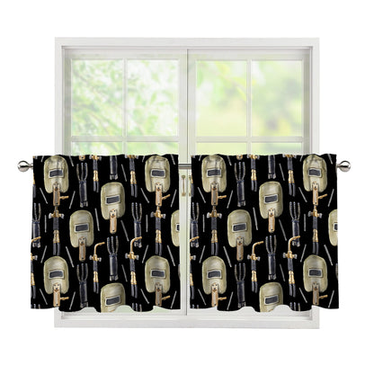 Welding Mask Pattern Print Tier Curtains