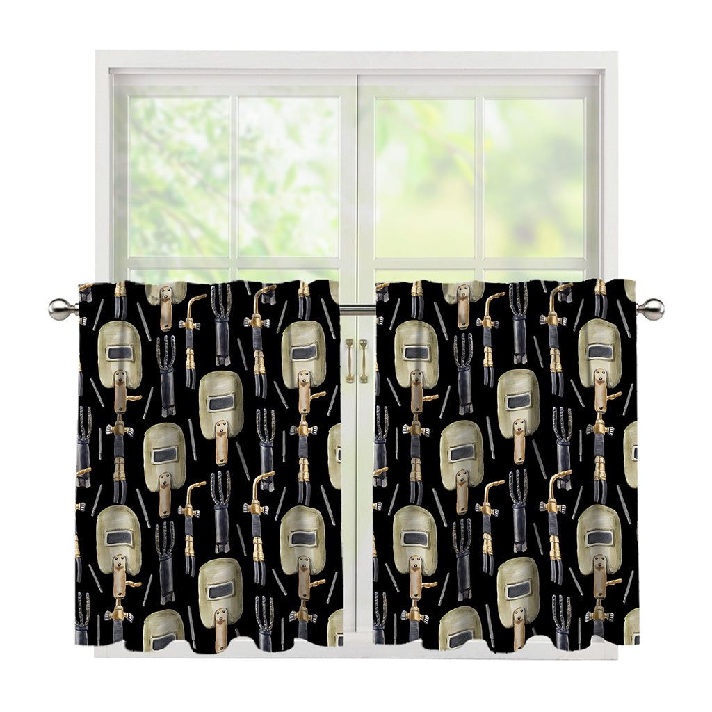 Welding Mask Pattern Print Tier Curtains