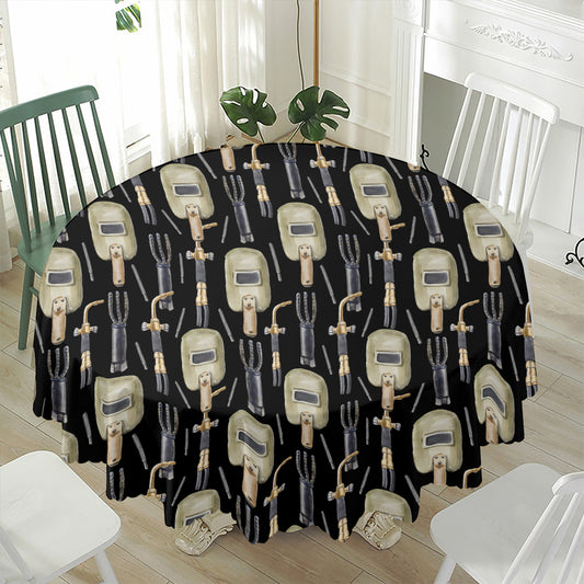 Welding Mask Pattern Print Waterproof Round Tablecloth