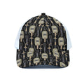 Welding Mask Pattern Print White Mesh Trucker Hat