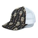 Welding Mask Pattern Print White Mesh Trucker Cap