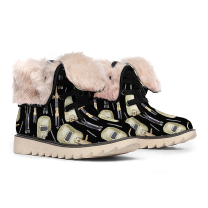 Welding Mask Pattern Print Winter Boots