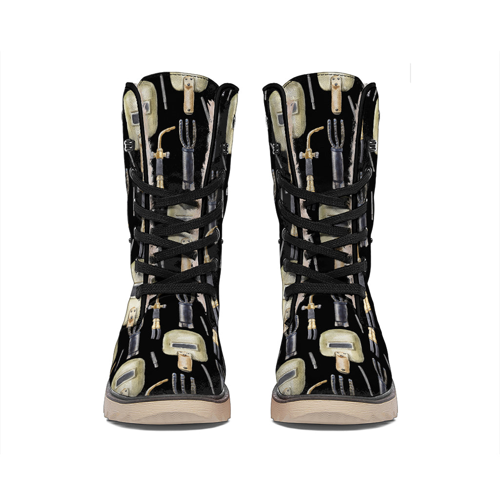 Welding Mask Pattern Print Winter Boots