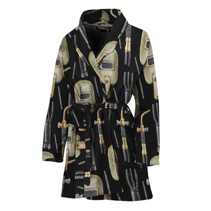 Welding Mask Pattern Print Women's Bathrobe