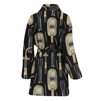 Welding Mask Pattern Print Women's Bathrobe