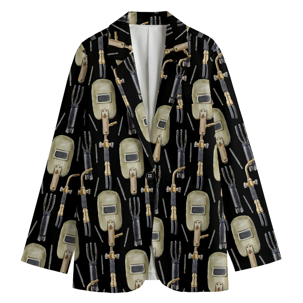 Welding Mask Pattern Print Women's Blazer