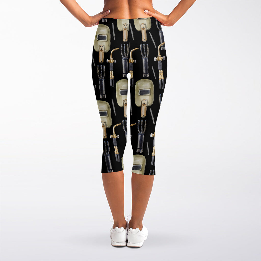 Welding Mask Pattern Print Women's Capri Leggings