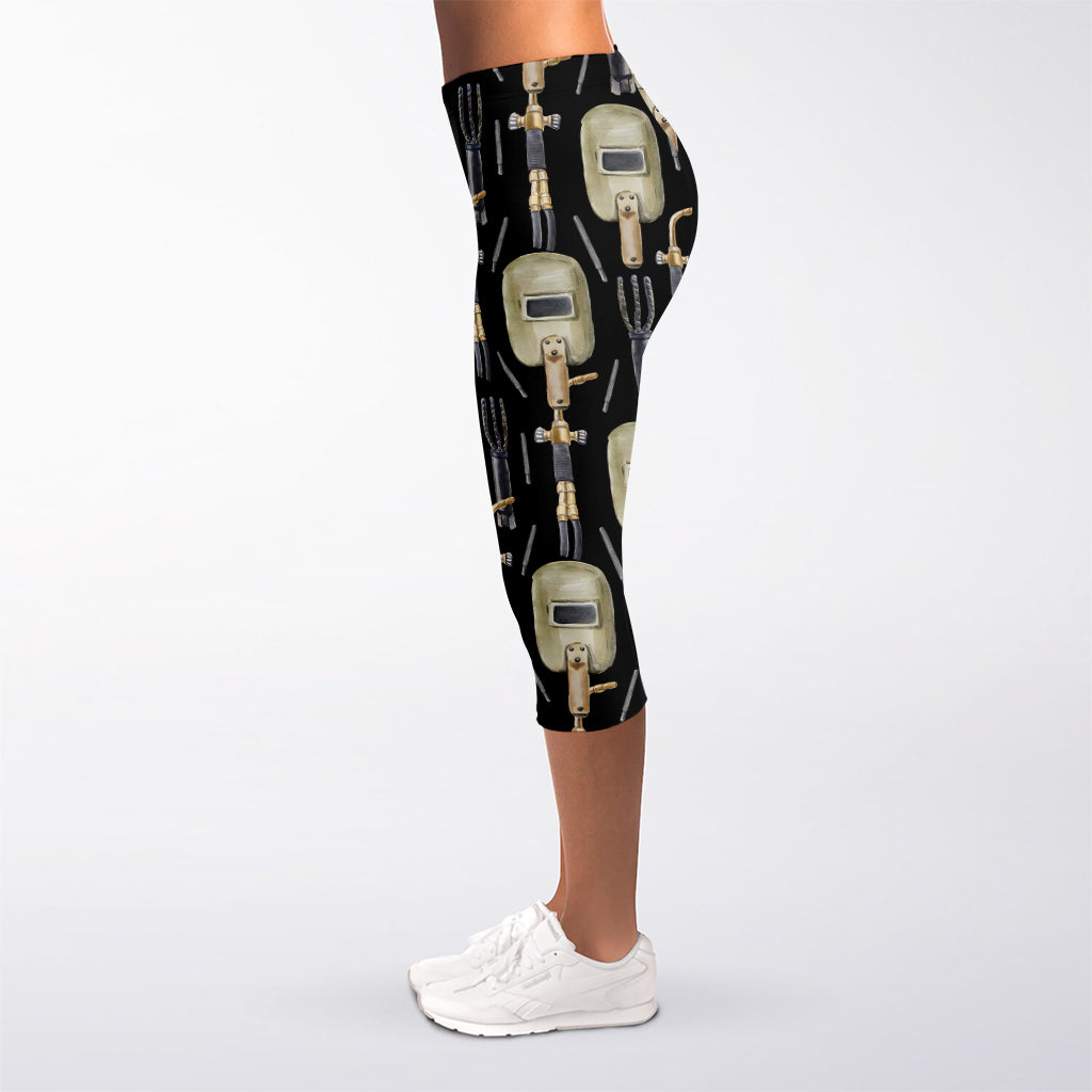 Welding Mask Pattern Print Women's Capri Leggings