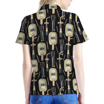 Welding Mask Pattern Print Women's Polo Shirt