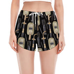 Welding Mask Pattern Print Women's Split Running Shorts