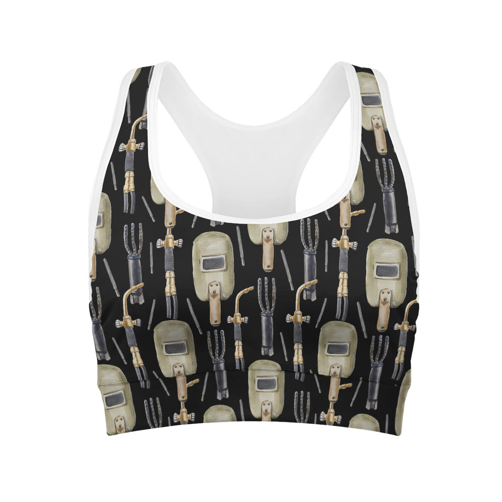 Welding Mask Pattern Print Women's Sports Bra